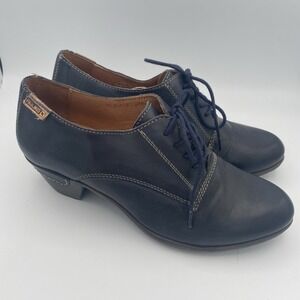 Pikolinos Women Navy Leather Lace-Up Oxford Shoes Low Heel Size EU 38 US 7.5